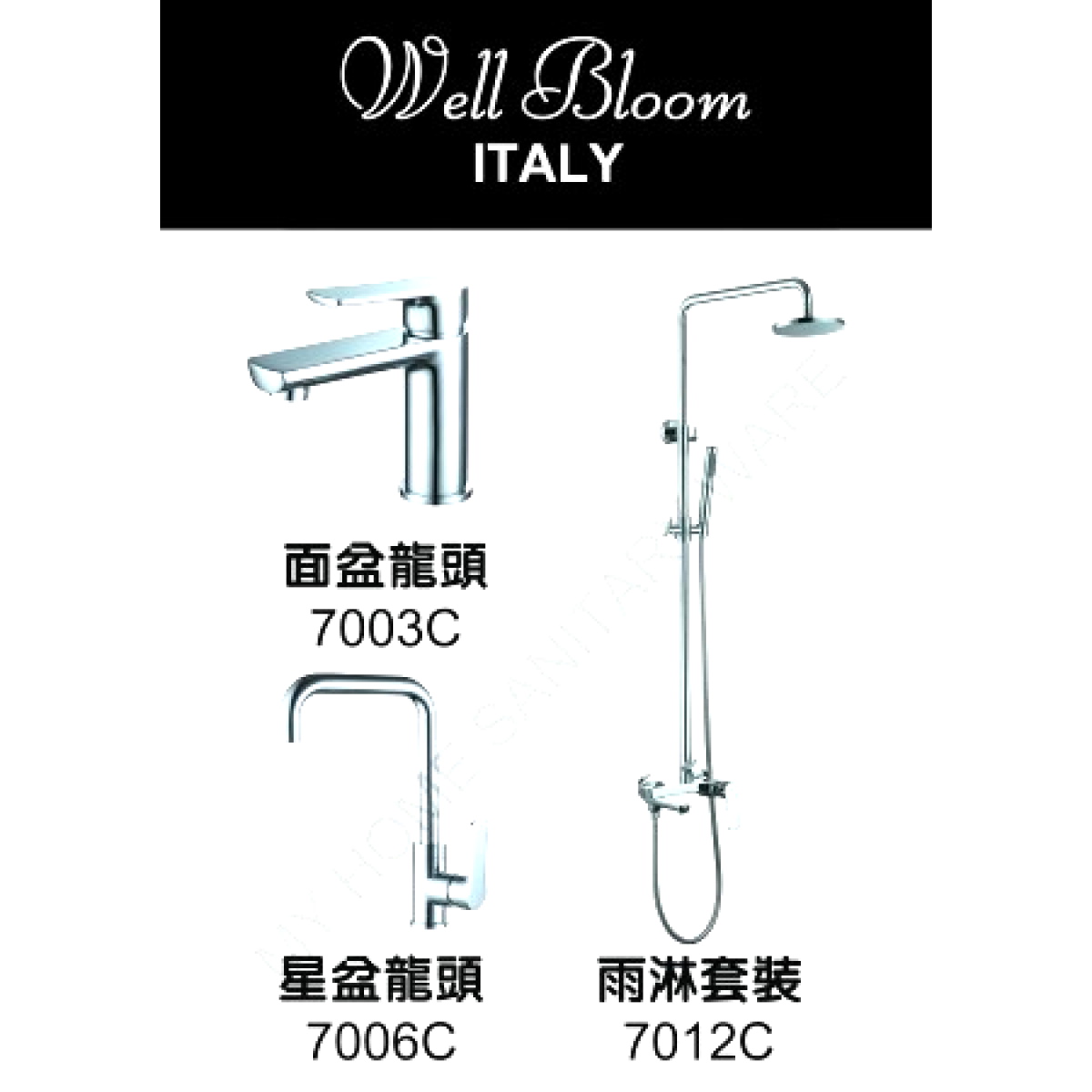 Well Bloom Italy 700CR 700系列亮銀色龍頭連雨淋套裝